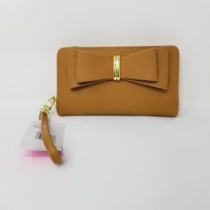 Betsy Johnson Tan/Saddle Bow Wristlet Wallet